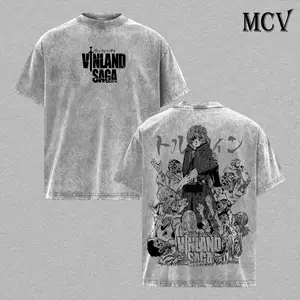 Thorfinn Vinland Saga Vintage Washed Oversized T-Shirt Viking Warrior Graphic Heavy Cotton Anime Tee For Men Women Y2K Streetwear Japanese Manga Merch Retro Acid Wash Tops Casual Harajuku Clothing Trendy TikTok Fashion Gift For Otaku Cosplay Fans!