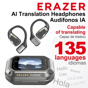 ERAZER Open Ear Bluetooth Translation Earbuds With Traslate APP Built-in Mic, HIFI Sound Quality Wireless Headphones, Bass Stereo Ear Buds, High-quality Sound Earbuds, Translate into 135 languages, LED Lights Touchscreen For Gym Running