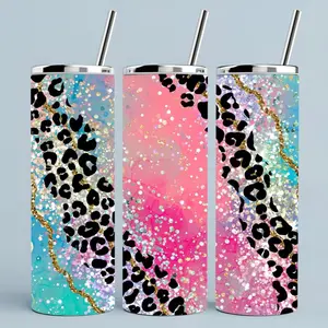 Agate + cheetah | 20oz sublimation tumbler transfer print out Bottle Drinkware 20 oz floral design
