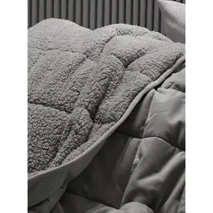 Sherpa Weighted Blanket for All Season,Both Sides Grey 15Lbs, 60 x 80 inches, Reversible  Soft Plush Weighted Blanket for Adult Better Sleep