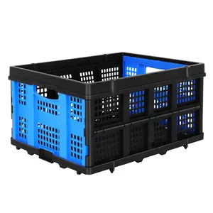 60L Portable Collapsible Storage Crate, Large Capacity Collapsible Milk Crate, Collapsible Crate, Practical Organizer for Heavy Duty Storage Crates for Bathroom, Office, Outdoor Garden