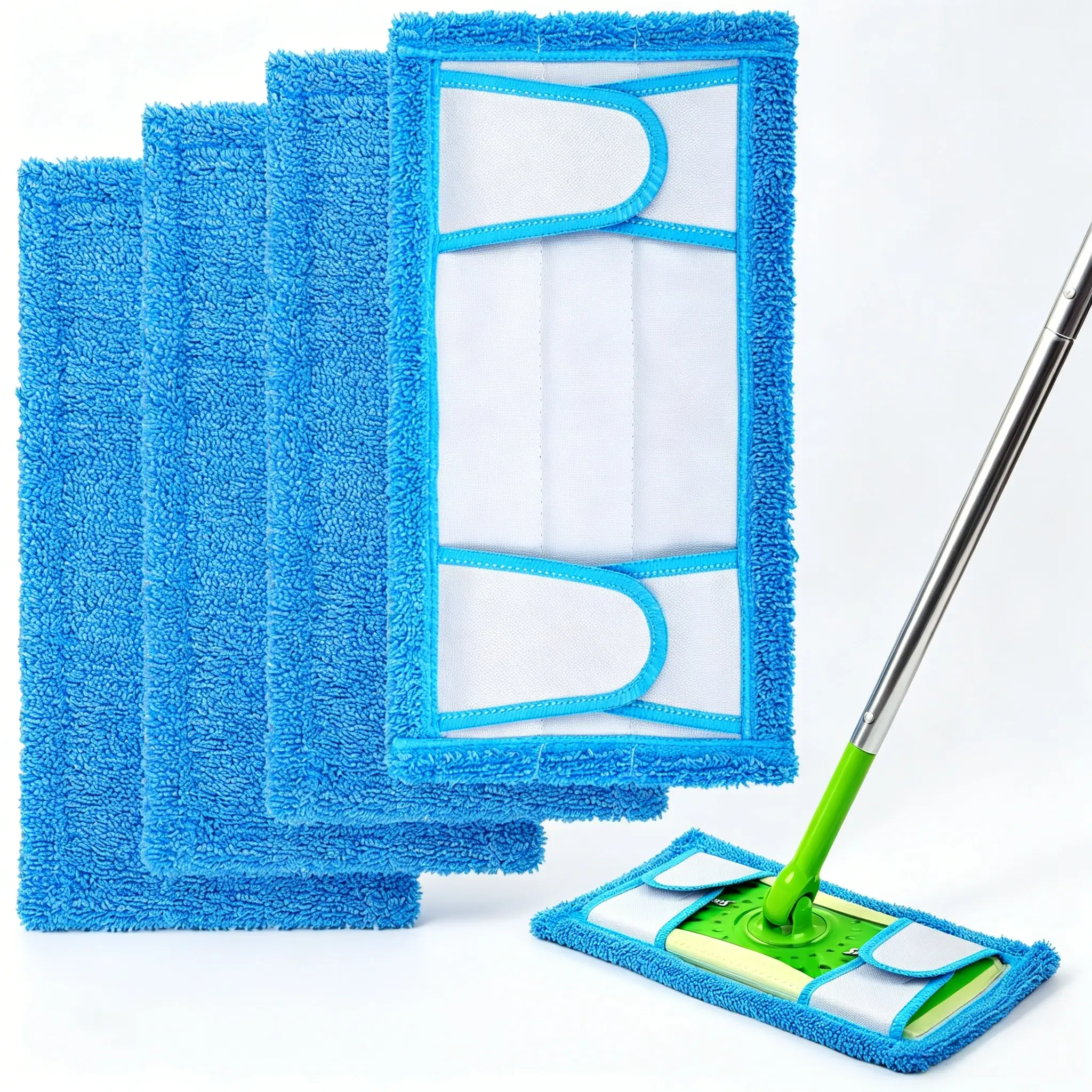 2 Pack-Blue Wet/Dry Microfiber Mop Refills, Removable & Washable Reusable Pads, Ultra-Soft Heads for Gentle Clean of Floors & Floormats, Home Care Broom Supplies, 2 Pack-Blue Wet Dry Pad, Refill Type