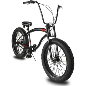 MICARGI SLUGO SS Shimano 7-Speed Fat Tire Cruiser Bike for Mens & Women, DISC Brake, 26x4” Wide Knobby Tires, Hi-Ten Steel Frame, City Country Beach Bicycle speed bike