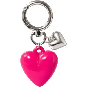 Sliver Keychain for Women, Cute Girls Heart Keychain, Pink Bag Charms Accessories for Car Purse Backpack
