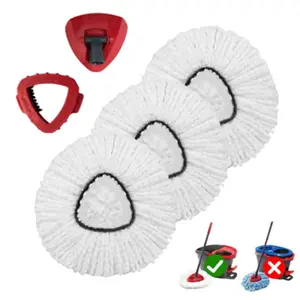 3-Pack Reusable Mop Head Replacement for O Cedar Easywring 1-Tank System, Microfiber Spin Mop Refills Compatible with Vileda 2-in-1 Turbo Triangle Brush(Hide inside) Household Items