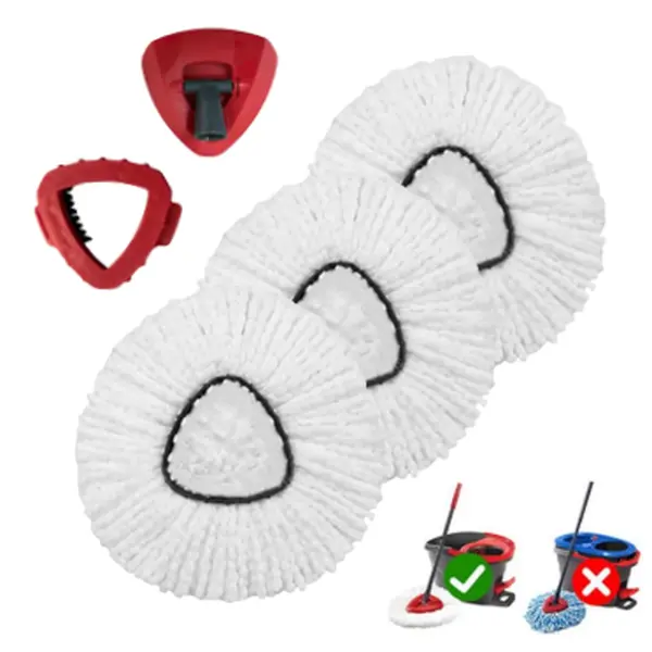 3-Pack Reusable Mop Head Replacement for O Cedar Easywring 1-Tank System, Microfiber Spin Mop Refills Compatible with Vileda 2-in-1 Turbo Triangle Brush(Hide inside) Household Items