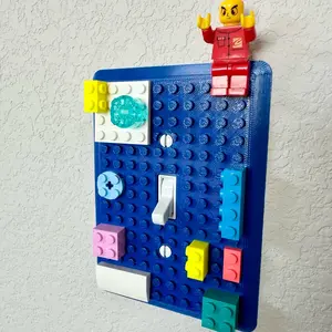 Light Switch Plate Cover | 3D Printed | Kids Room Decor | Building Blocks Fan |