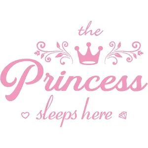 Crown Diamond Wall Decals Princess Sleep Here Wall Stickers Removable DIY Mural Art Words with Flower Quotes Vinyl Stickers for Kids Girls Bedroom Living Room Nursery Home Background Decoration