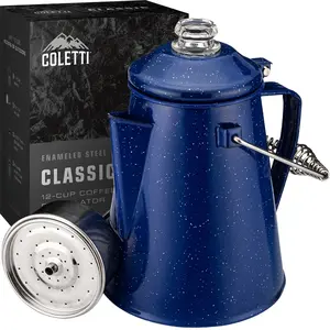 COLETTI Classic Coffee Percolator [Enamel] — Simple to Use, Easy to Clean — U.S. Based Customer Service, Lifetime Warranty
