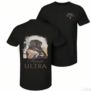 Michelob Ultra – Mallard and Dog T-Shirt – 2-Sided Design – Versatile Unisex Casual Wear – Cool Graphic Tee for Men – Menswear – Gift for Beer Lovers and Michelob Ultra Fans Round Neck Classic Clothes Cotton Fabric Soft -- fleece