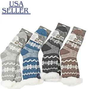 Cozy Deluxe Cabin Anti-Slip Socks Warmth & Style in Gray, Black, Blue, and Brown Comfy Socks Fuzzy Winter Cute Comfort