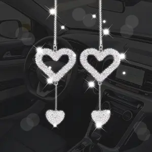 1 Pair Artificial Crystal Hollow Five-pointed Star Rear View Mirror Pendant Car accessories Rear view mirror accessories Car charm Car decorations Car decorations interior Girly car accessories