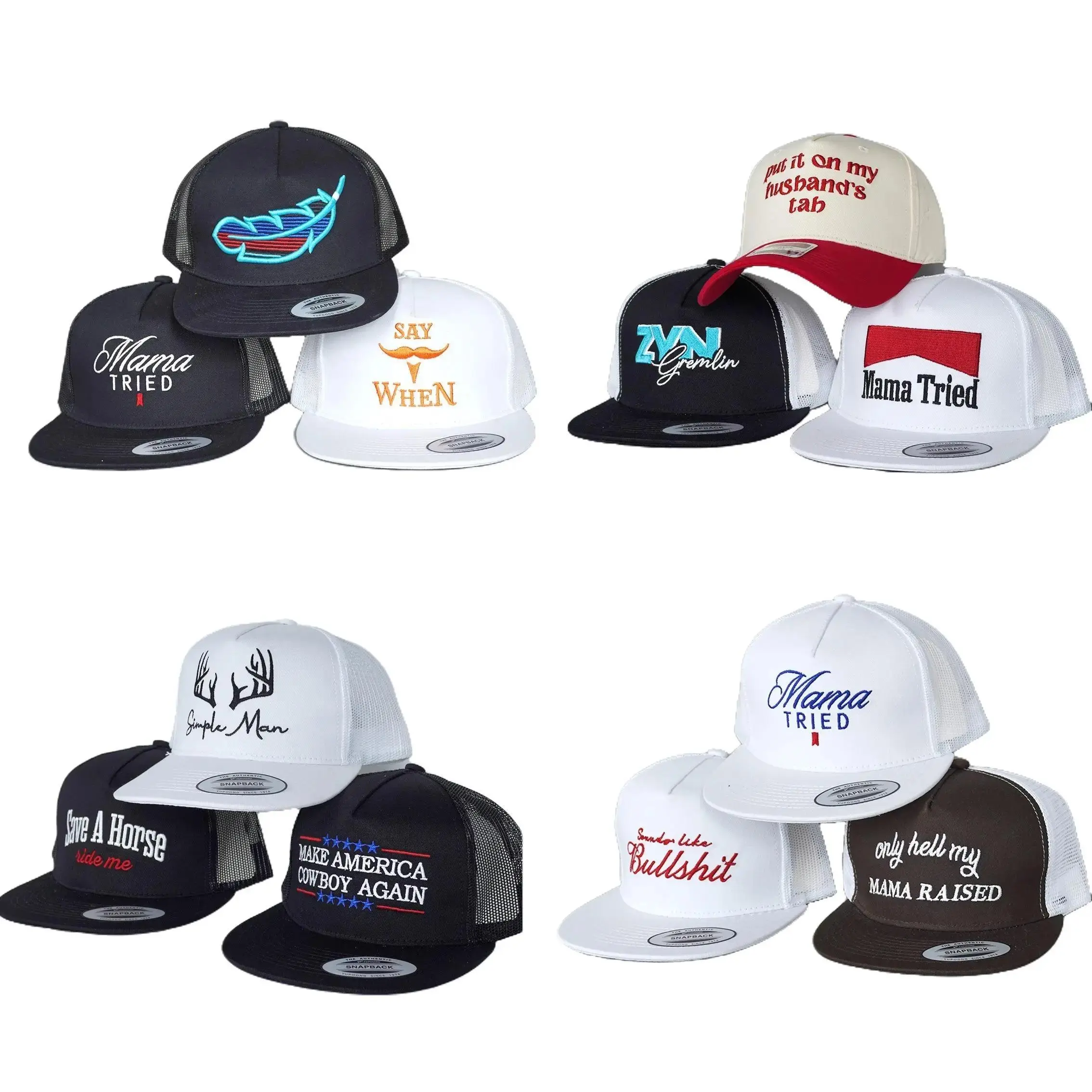Random Sample Hat Mystery Hat Box - Pick three random flat brim trucker hats - Mystery ...