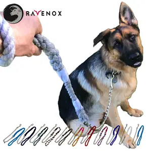Handmade Cotton Dog Leash with Chain