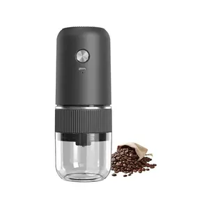 Electric Coffee Grinder Rechargeable Mini Coffee Grinder Adjustable Coarse to Fine for Coffee Beans, Spices, Herbs, Portable for Travel, Camping (black)