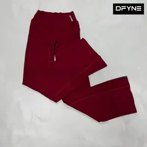 DFYNE Cross Waist Flare Yoga Pants Seamless Scrunch Butt Leggings Women's Gym Workout Tights