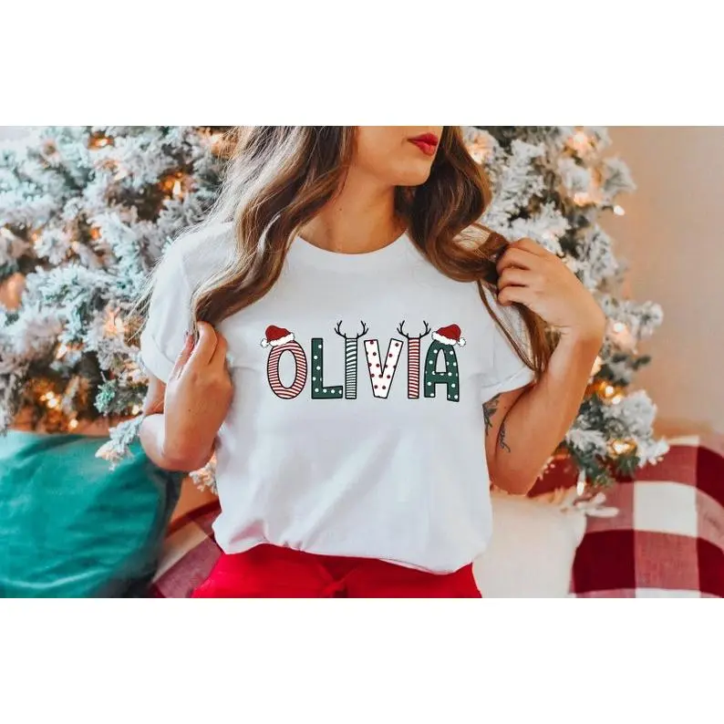 Custom name Christmas Shirts, Christmas Gifts, Christmas Crew Shirt, Family photo Christmas Pajamas, Christmas Tshirt Family, Christmas Tees Cotton Maroon Womenswear Black