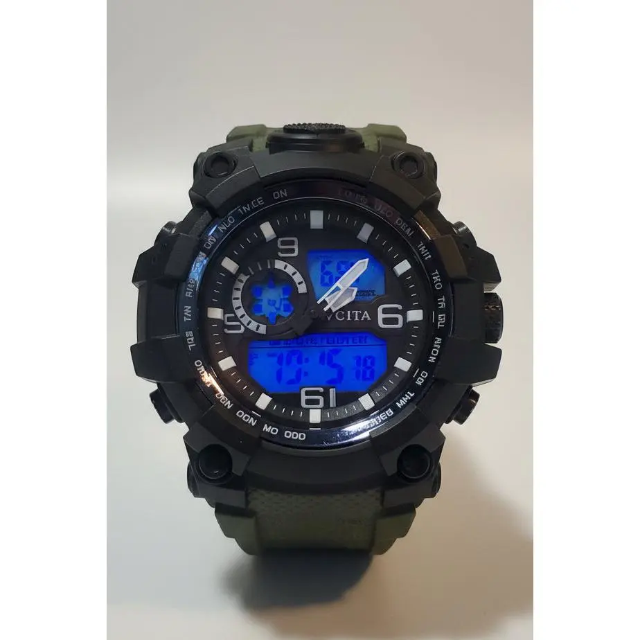 Tactical Digital Watch for Men with Large 54.5mm Face, Shock-Resistant Build and Green Camouflage Polyurethane Strap for Outdoor Sports, Large Face, Male Watch, Sport Digital, Tactical Wear