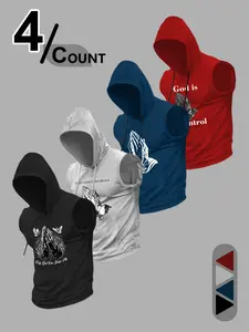 Men's Fashion Hooded Sports Vest, Casual Summer Wear, Fitted Design, Moderate Fabric Thickness, Ideal for Outdoor Activities, Sleeveless Sports Vest