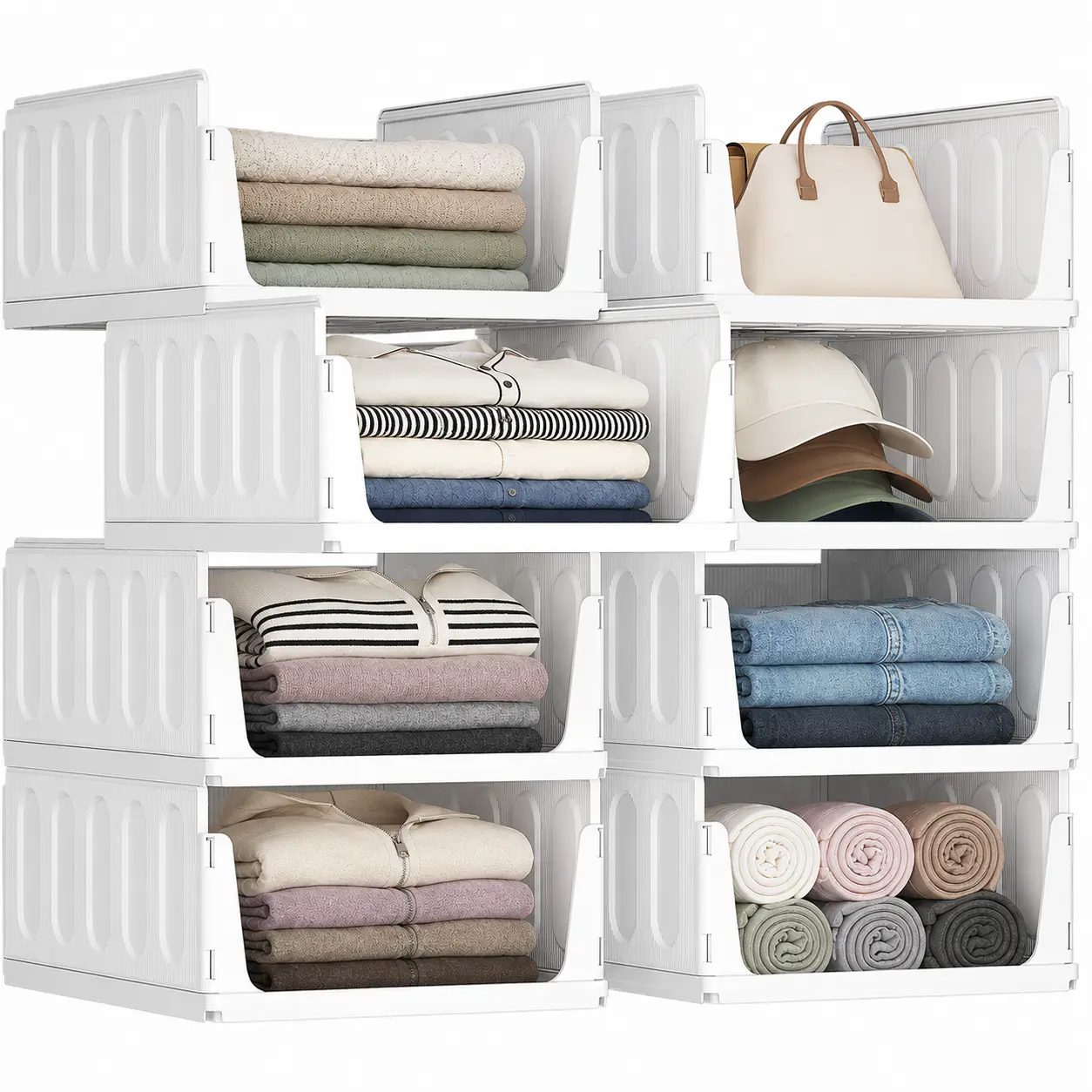 Lifewit Stackable Closet Organizers & Storage Bins for Clothes, Sweaters & Pants, Space-Saving Shelf Organizers for Bedroom, Dorm, RV & Pantry
