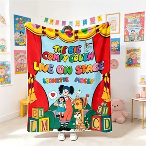 Big Comfy Couch Live Stage Theater Flannel Blanket, Ultra Soft All-Season Fleece Throw for Adults Kids, Vibrant Illustration Blanket for Sofa Camping Travel Gift
