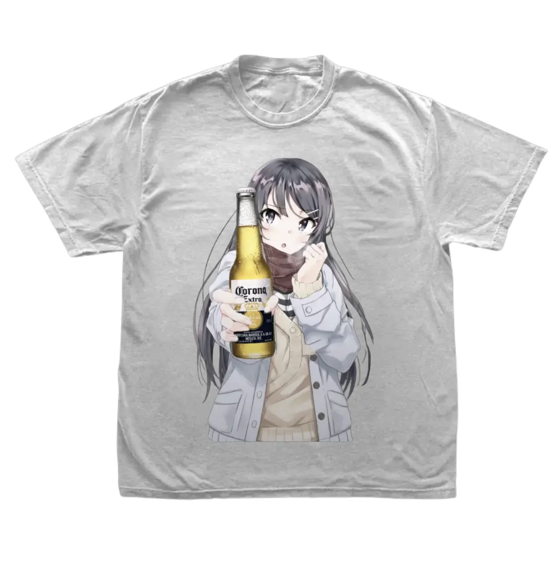Rabbit Beer T-Shirt, Mai Sakurajima Anime Graphic Tees, Unisex Tshirt, Gifts Shirt, Menswear Womenswear Streetwear, Aesthetic, Heavyweight Cotton Comfort Top Regular Fit Y2k Outfit Outdoor Affliction Clothes