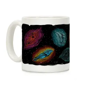 Cosmic Vulva Pattern Coffee Mug - 11 oz or 15 os Ceramic Drinkware with Large Handles, Printed in the USA, Handy for Coffee and Tea - Reusable