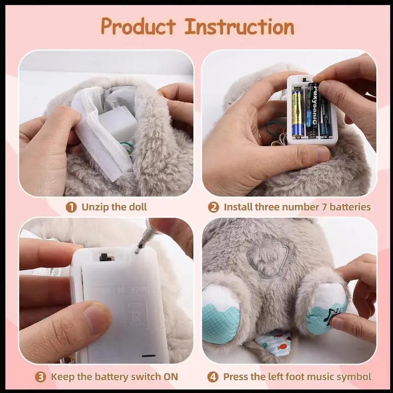 （*The switch is on the right foot.）Sound Machine Breathing Otter Plush Toy with Rhythmic Movements & Music for Baby Sleep - Gentle Hug & Four Gear Adjustment for Soothing & Relaxation