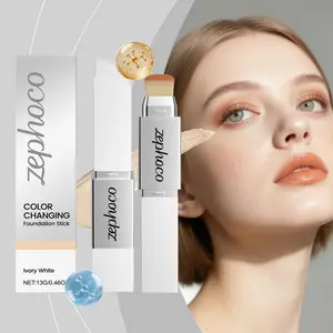 Zephoco Ivory White Two-in-One Color-Changing Foundation Stick Lightweight Hydrating Natural Fit Non-Clogging Translucent Makeup