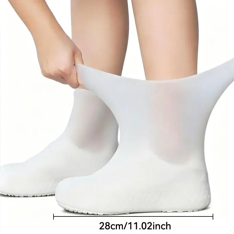 Silicone Rain Shoe Covers, Reusable Non-Slip Waterproof Overshoes, Portable Shoe Protectors for Outdoor Camping Commute
