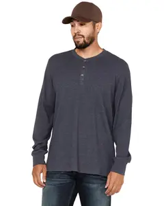North River Men's Heathered Waffle Long Sleeve Henley Shirt - Nrm2195-Ind