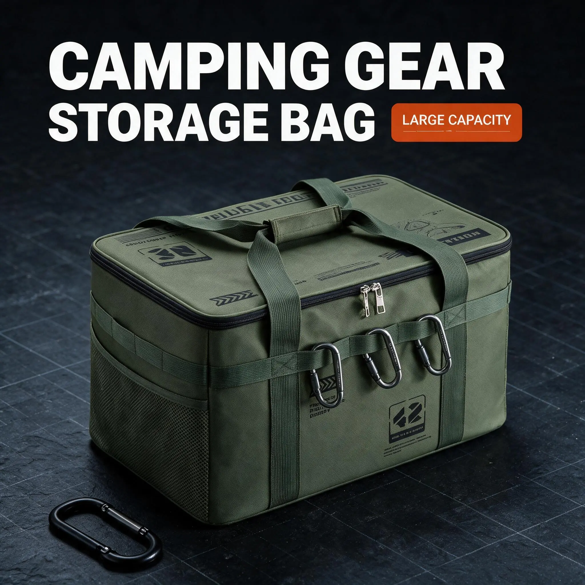 Large Capacity Backpack-Shape Camping Equipment Storage Bag, Durable Fabric Organizer with Organized Slots & Large Compartment for Kazi Stove, Tactical Gear, Hiking, Camping