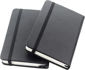 2 Pack Small Pocket Notebook 3.5" x 5.5" Hardcover Lined Paper Mini Notepad with Black Leather Sketchbook Composition Notebook