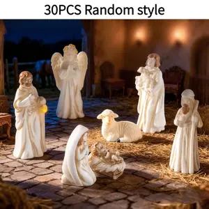 30pcs Christmas Nativity Scene Set, Hand-Painted Resin Manger Figurine Decorations, Ideal for Home Decor and Gifts, Christmas Ornament Collection