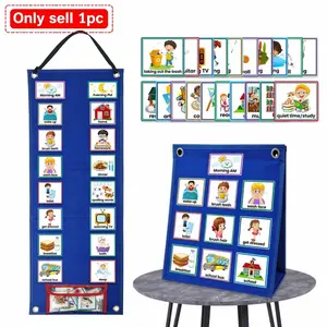 Visual Schedule Chart for Kids, Daily Routine Card Set, English Affairs Pattern, Display & Bag Included, Parent-Child Interactive Game Props, Visual Learning Tools