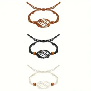 Braided Stone Holder Bracelet Setting (3 Counts), DIY Beaded Bracelet Making Tool, Jewelry Making Supplies for Women & Teenager, Diy Beading Accessories