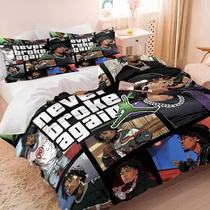 YoungBoy Never Broke Again Duvet Cover Set, 2/3 Pieces (1 Duvet Cover + 1/2 Pillowcases), Hip Hop Rapper Print, Themed Bedding for Bedroom Dorm, Decorative Bedding for Music Fans, NO FILLING