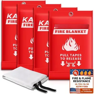 Fire Blanket for  Kitchen -  Fiberglass Fire Suppression Blanket  for School, Fireplace, Grill, , Office, Warehouse (4 Pack, 40"x40")