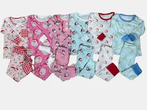 Cozy Santa Print Kids Long Sleeve Pajamas Boys & Girls Christmas PJs  Soft Fabric Kids Fashion Night Outfit