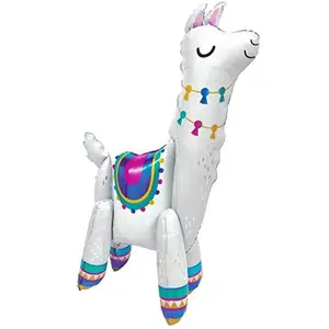 Giant Self-Standing 3D Llama Balloons Mylar Llama Birthday Party Supplies Alpaca Llama Birthday Decorations Rainbow Llama Baby Shower Party Favors for Girls