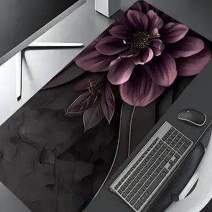 Elegant Dark Purple Floral Large Gaming Mouse Pad,Gaming Mousepad,Aesthetic Desktop Drotection Pad,,Washable Rubber Pad Non-Slip Lock Edge Multi-Size Mouse Pad Suitable For Home Office,Good Gift for Family and friends,Desk Accessories