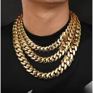 Cuban Link Chain Necklace for Men – Miami Thick Statement Jewelry, Non-Tarnish, 8mm to 22mm Widths, Bold & Stylish Layered Hip Hop Accessory