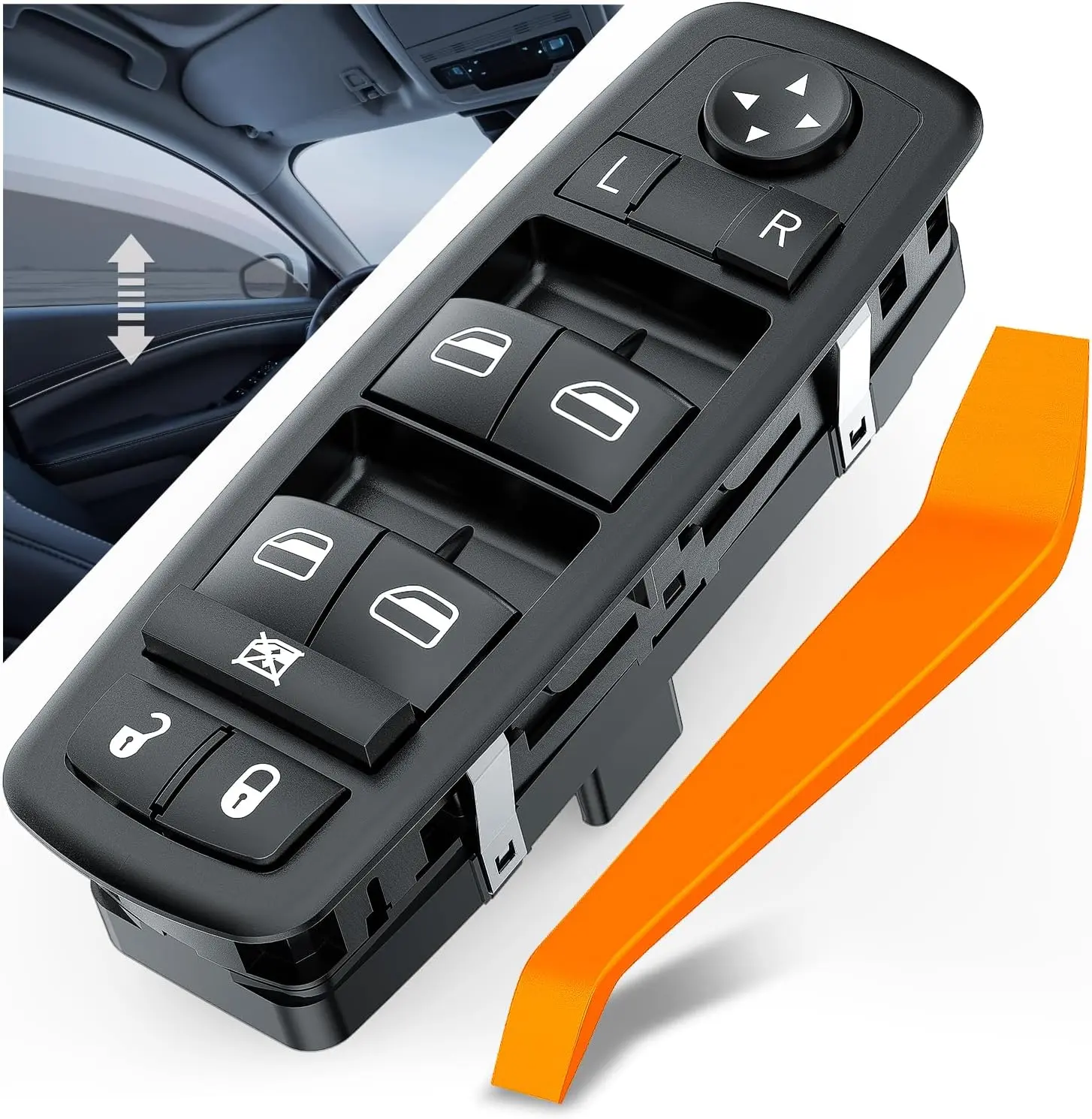 Nilight Master Power Window Switch - Car Accessories Interior, 8-Pin+13-Pin Waterproof ABS Plastic, Front Left Driver Side Control for 2013-2016 Dodge Dart, 2014-2016 Jeep Cherokee, 2014 Cherokee, Chrysler 200, Scratch-Resistant Car Electrical Appliance,