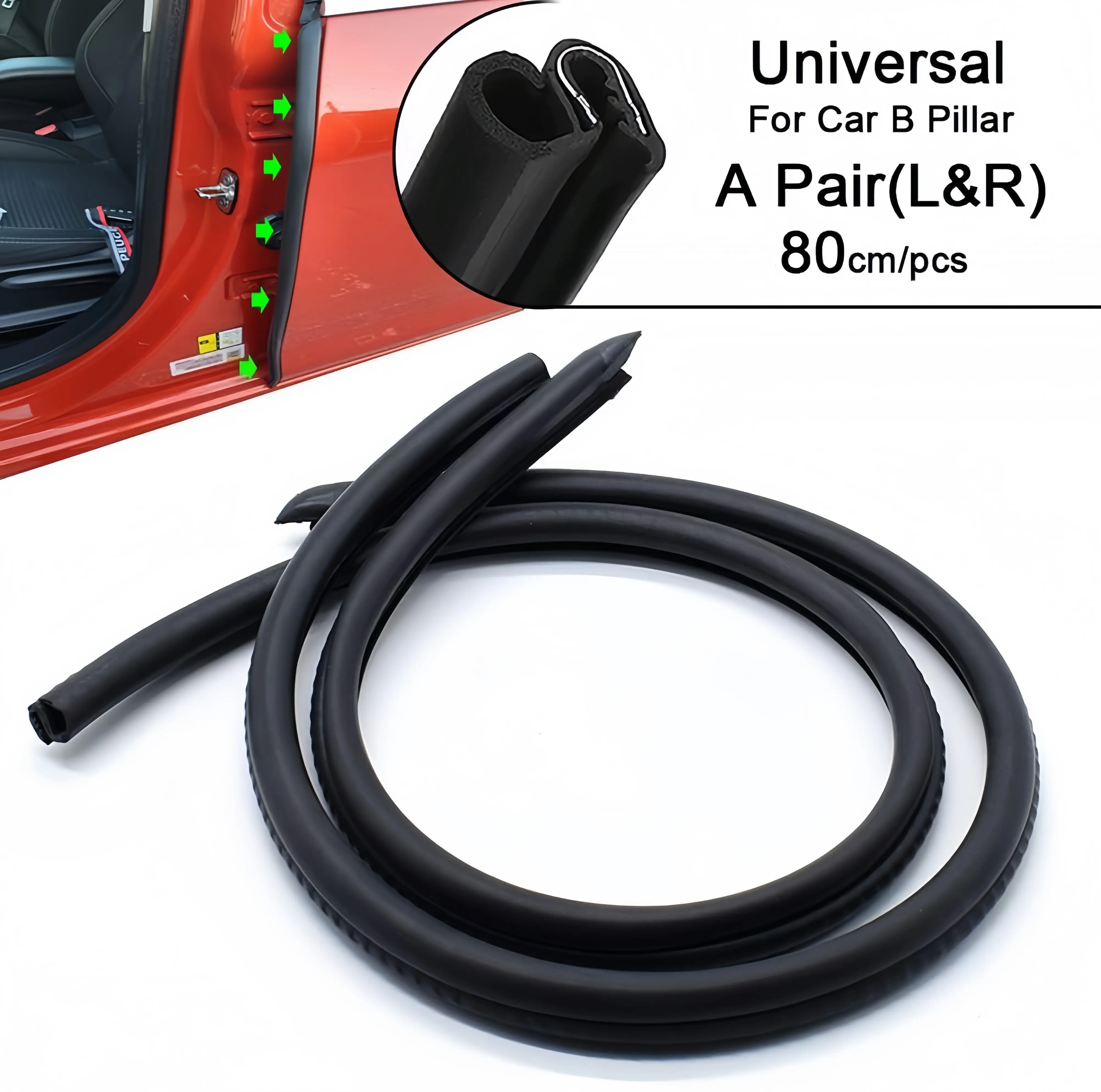 YXCY Car Door Seal Strip - 2PCS B-Pillar Seal Strip, Automotive Rubber Frame with Buckle EPDM Gasket Weather Stripping for Soundproofing, Dustproof Noise Reduction Edge Trim,Universal for Cars, Trucks, SUV, RVs Car Accessories Car Door Protector