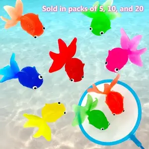 Cute Cartoon Fishing Toy Set, Soft Rubber Goldfish & Big-Eye Design, Ideal Fish Tank Decorations, Perfect Holiday Gifts for Kids