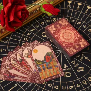 Pink Holographic Tarot Deck Gold Foil Color Shifting Waterproof Cards Complete Gift Set with Guidebook Luxury Box Regular Edition