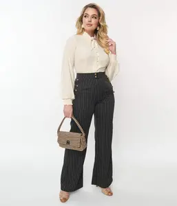 Unique Vintage Black & White Pinstripe Sailor Pants