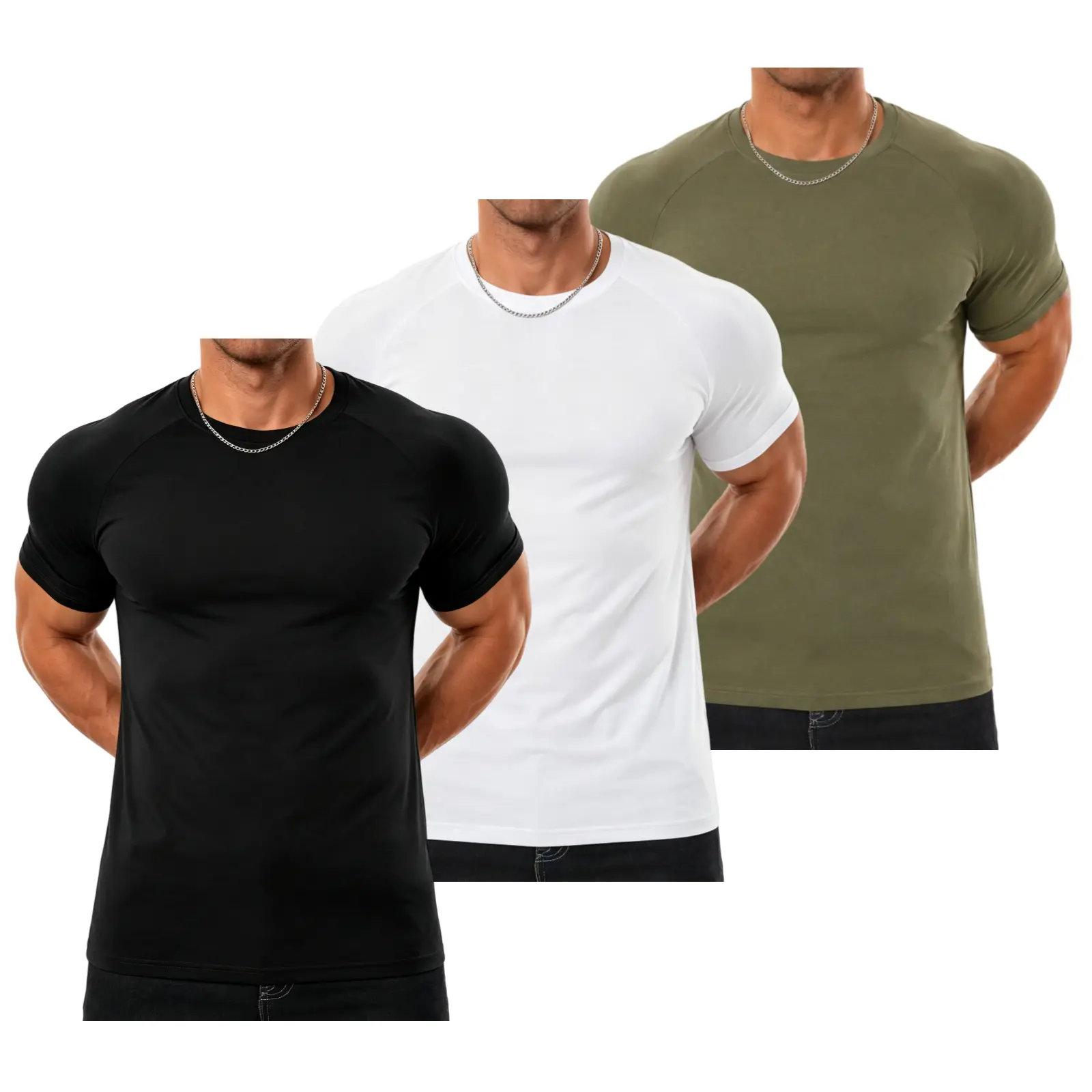 STREVATE Men's Raglan Sleeve Tee, Athletic Tapered Fit, Arm-Enhancing Sleeves, Menswear Wrinkle-Resistant Stretch Fabric Gym Workout T-Shirt Fitness Running Tops