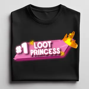 Loot Princess Cute Tee - Black Top with Graphic Design Featuring "LOOT PRINCESS" and Character Design - Womenswear Pullover Hoodie Sweatshirts Tops Comfort Crewneck Casual