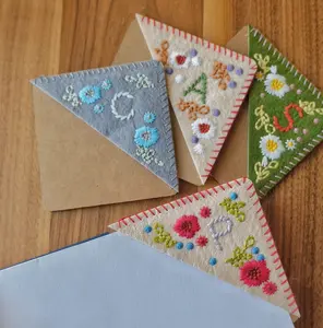 Personalized Hand Embroidered Corner Bookmark 26 Letters & 4 Seasons Felt Triangle Page Stitched Bookmark Stocking Stuffers Alphabet Stickers Art Stickers Birthday Gift Book Lover Gift Gift for Her